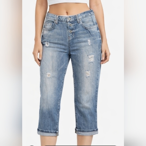 Guess Denim - Y2K GUESS Jeans Boyfriend Distressed Button Fly 100% Cotton Denim Jeans Size 30